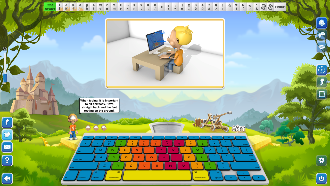 Typing fingers position Typing fingers position